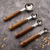 Stainless Steel Measuring Cup and Spoon Set with Wooden Handles
