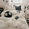 Solid Black Microfiber Duvet Cover Set with Pillowcases