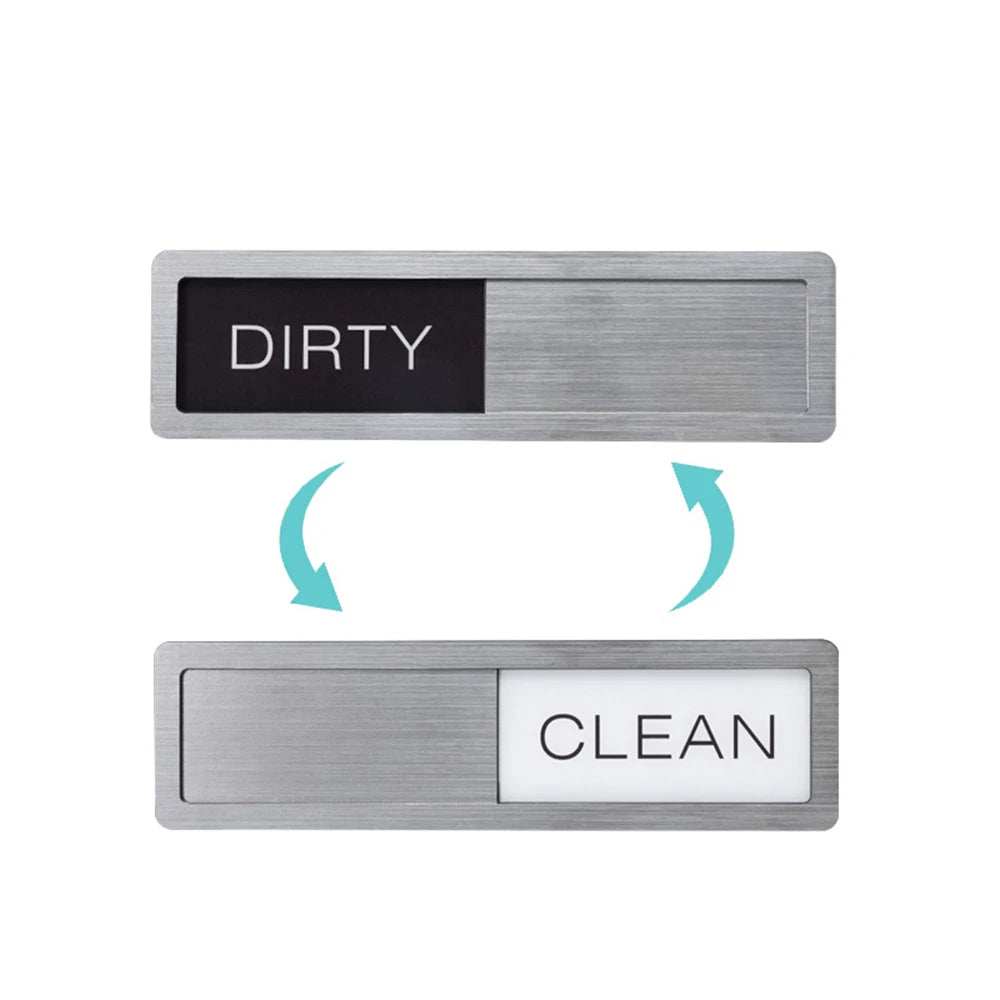 Clean/Dirty Dishwasher Magnet Sign – Stainless Steel, Easy-Slide Indicator
