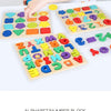 Wooden alphabet and number block puzzle with geometric shapes for toddlers