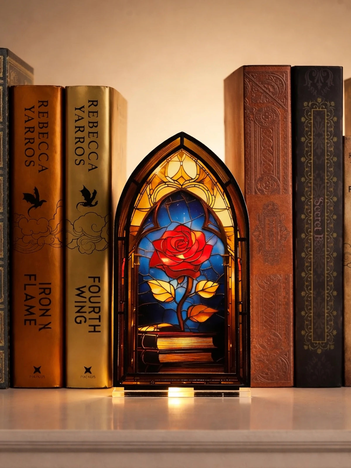 Acrylic Rose Gothic Arch Bookend for Bookshelf Decor