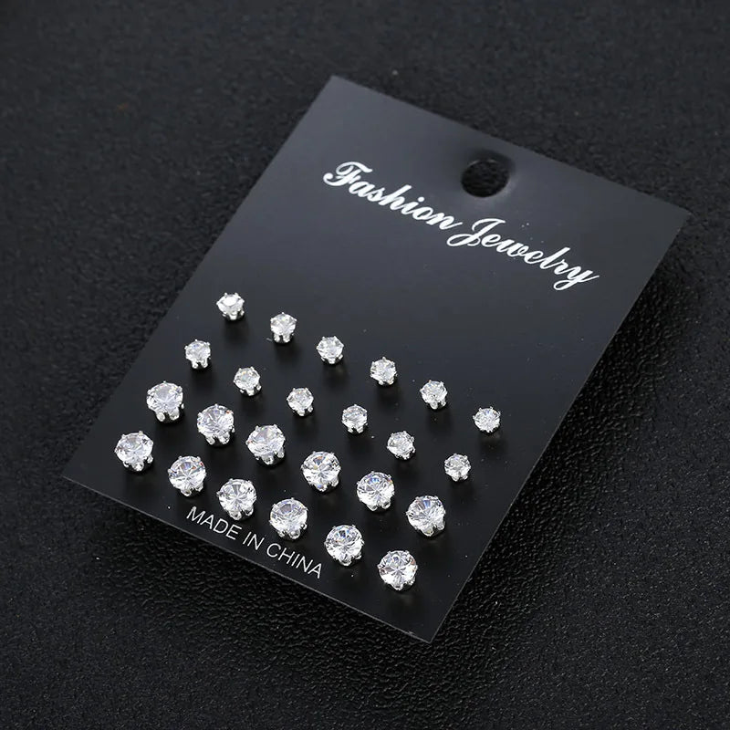 Classic Cubic Zirconia Stud Earring Set