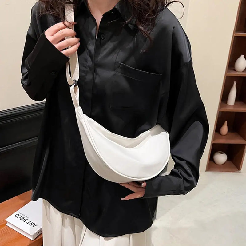 Nylon Crescent Crossbody Bag for Women