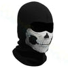Black full face balaclava with a white skull print