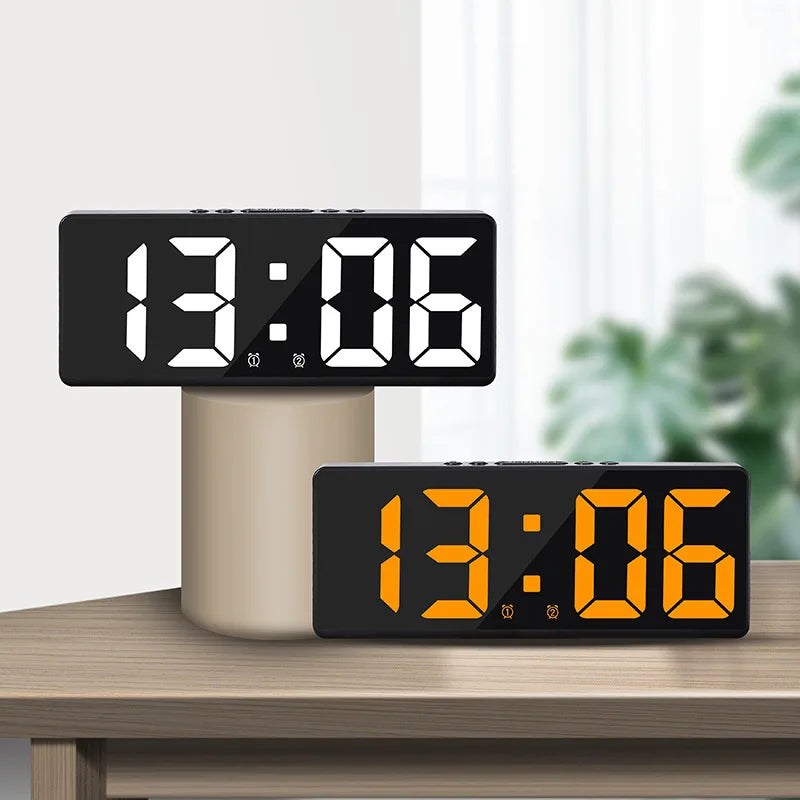 Modern LED Alarm Clock with Voice Control and Night Mode