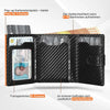 Schwarzes Pop-up-Wallet mit ID-Fenster und Kartenfächern für 5 Karten und 5-10 Banknoten