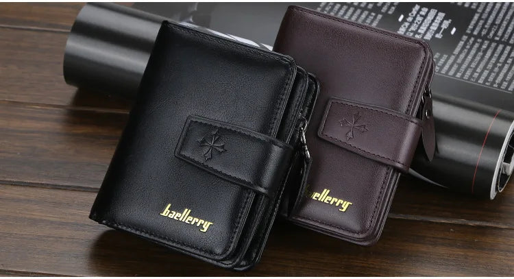 Vintage PU Leather Zipper Wallet for Men