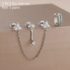 Double-Hole Link Chain Earrings with Green Zircon