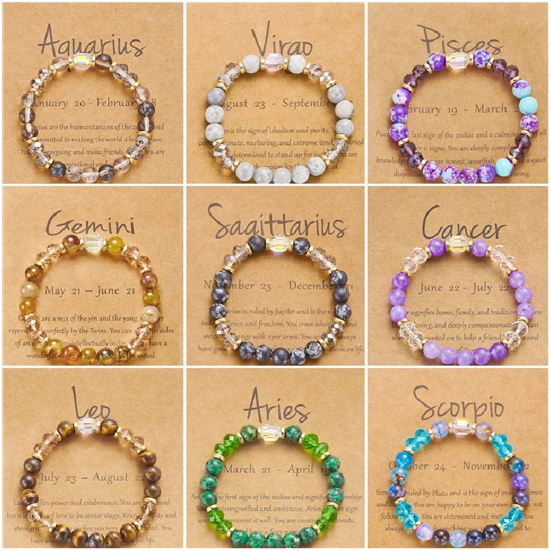 Zodiac Kristall-Armband mit Perlen