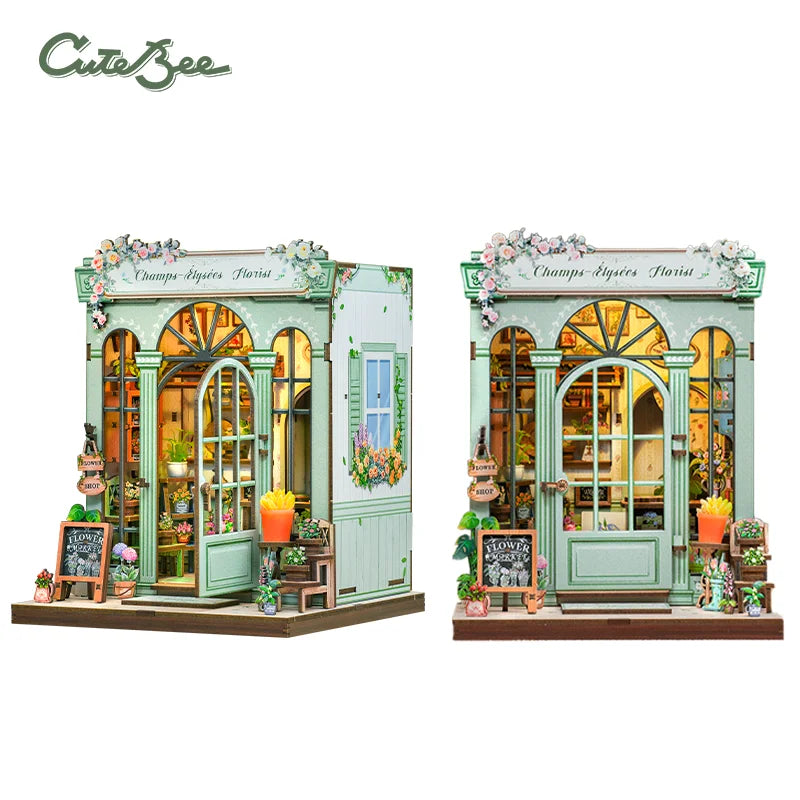 Book Nook DIY Wooden Miniature Kit with LED Lighting