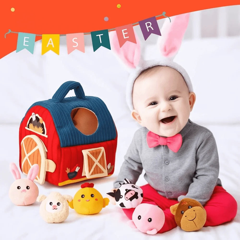 Interactive Plush Farm Barn with Stuffed Animals for Toddlers