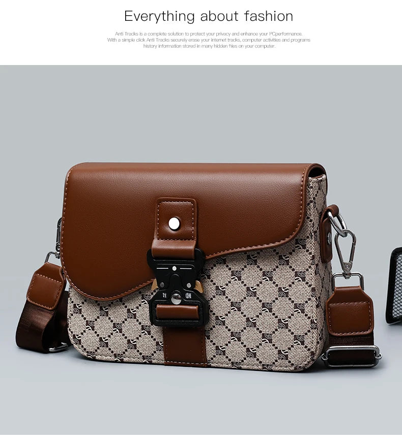 Men's Jacquard Crossbody Bag with Waterproof Finish