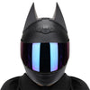 Black Bat Ear full face motorcycle helmet with a reflective visor