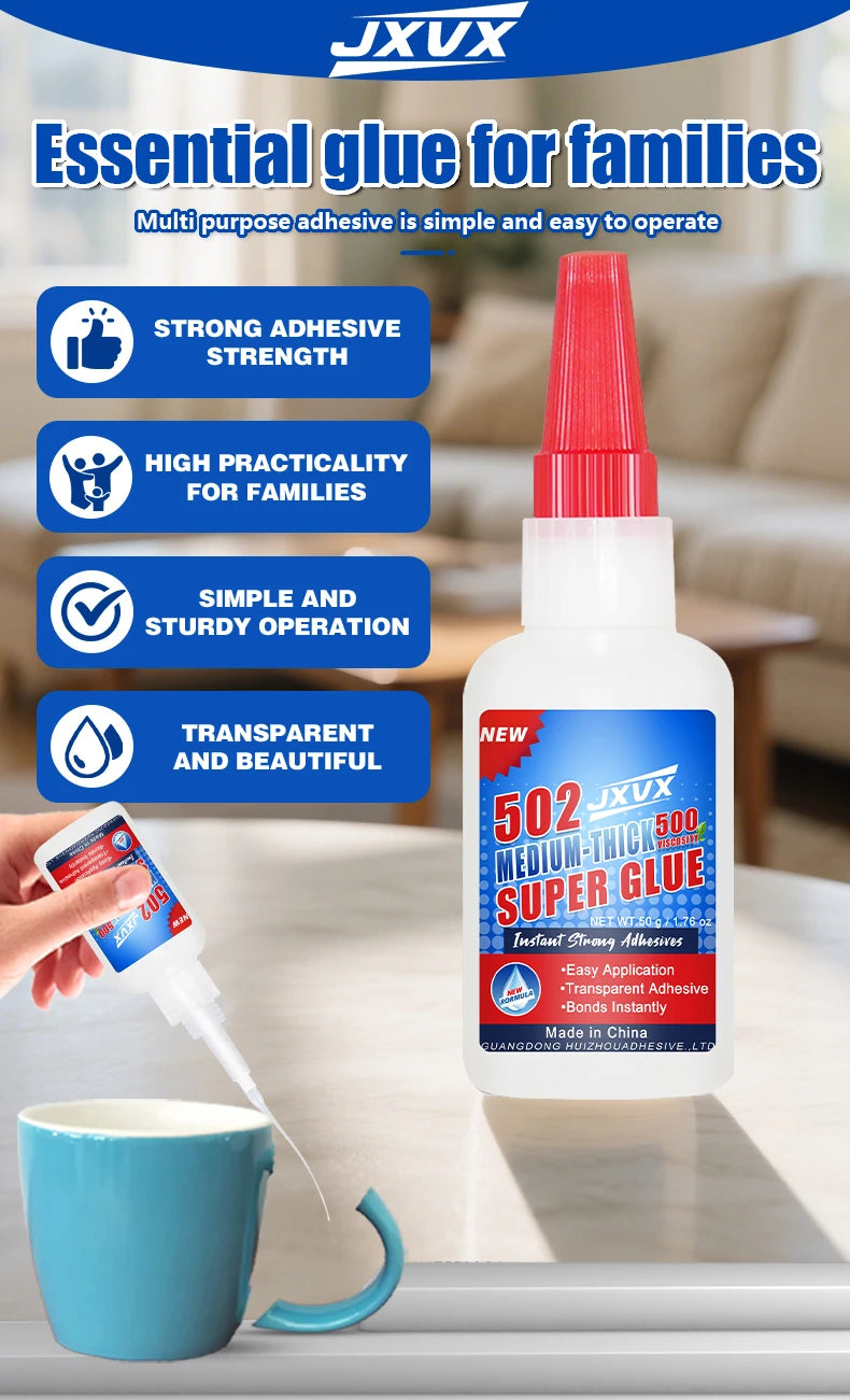 Professional Grade Super Glue – Extra Strong Instant Adhesive for Plastic, Metal, Wood & More