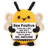 Handmade crochet bee animal doll with a positive message card