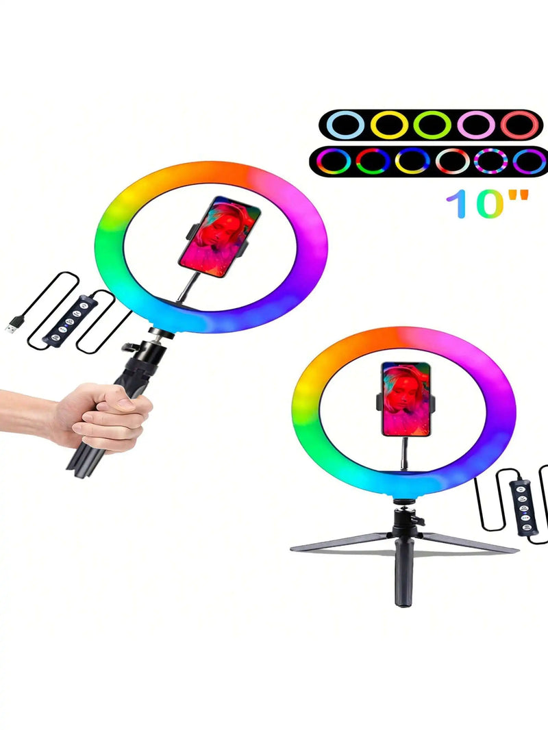 Dimmable RGB Ring Light with Tripod and Phone Holder