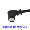 A black right angle mini USB connector with a micro USB cable tip.
