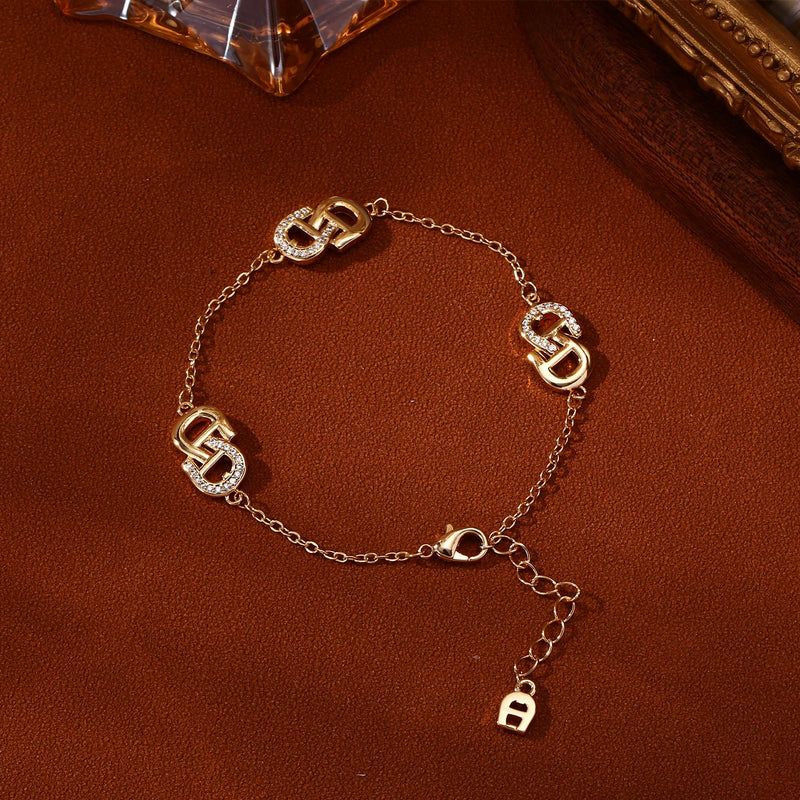 Double D CZ Gold-Plated Bracelet