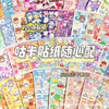 Eine Sammlung farbenfroher Kawaii-Cartoon-Tier-Scrapbook-Sticker in verschiedenen Designs und Farben.