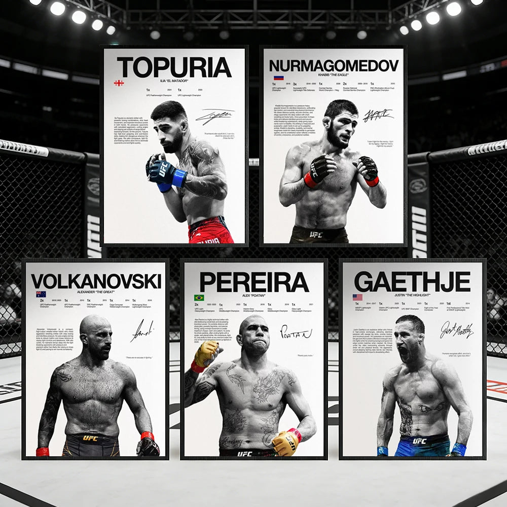 UFC Fighter Canvas Wall Art - MMA Boxing Poster for Gym & Man Cave Decor