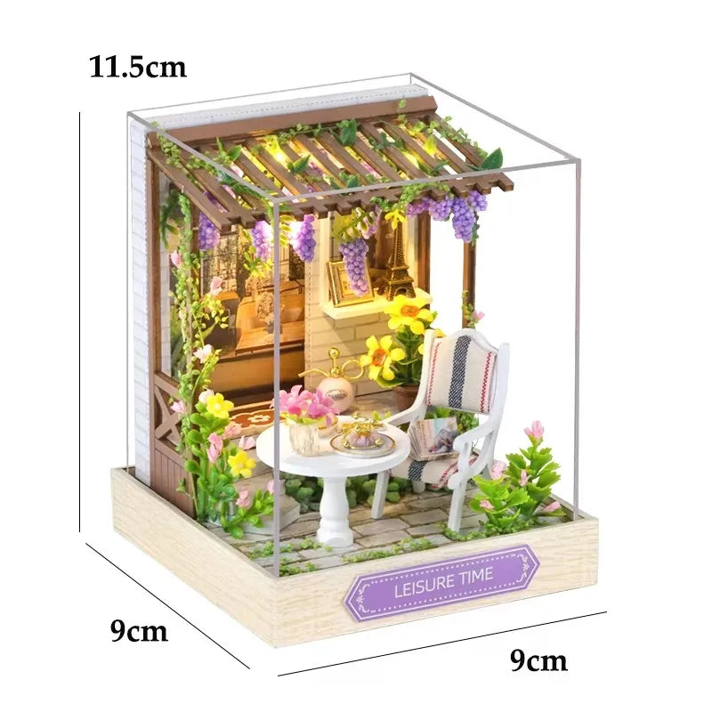 DIY Wooden Dollhouse Miniature Coffee Shop Model Kit