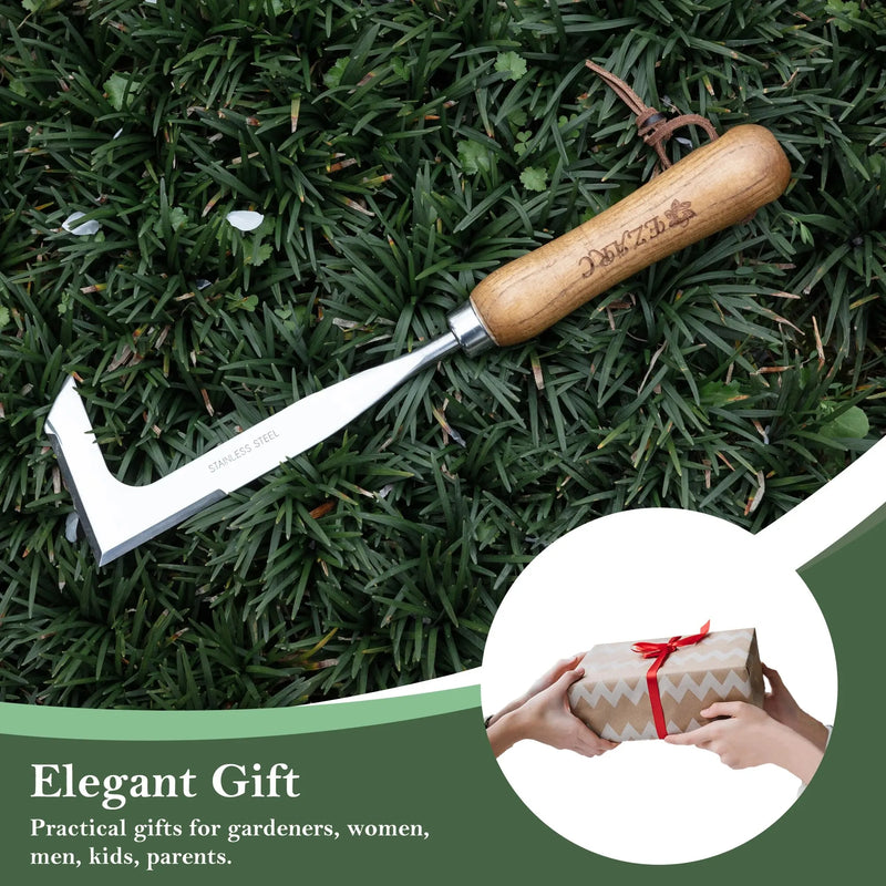 Stainless Steel Crevice Weeder with Wooden Handle