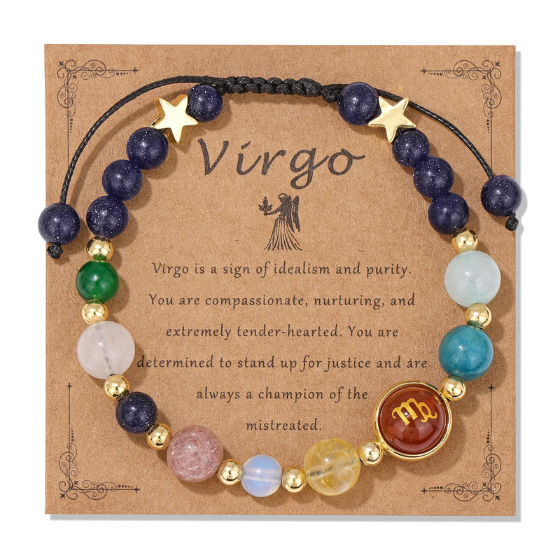12 Zodiac Signs Natural Stone Bracelet