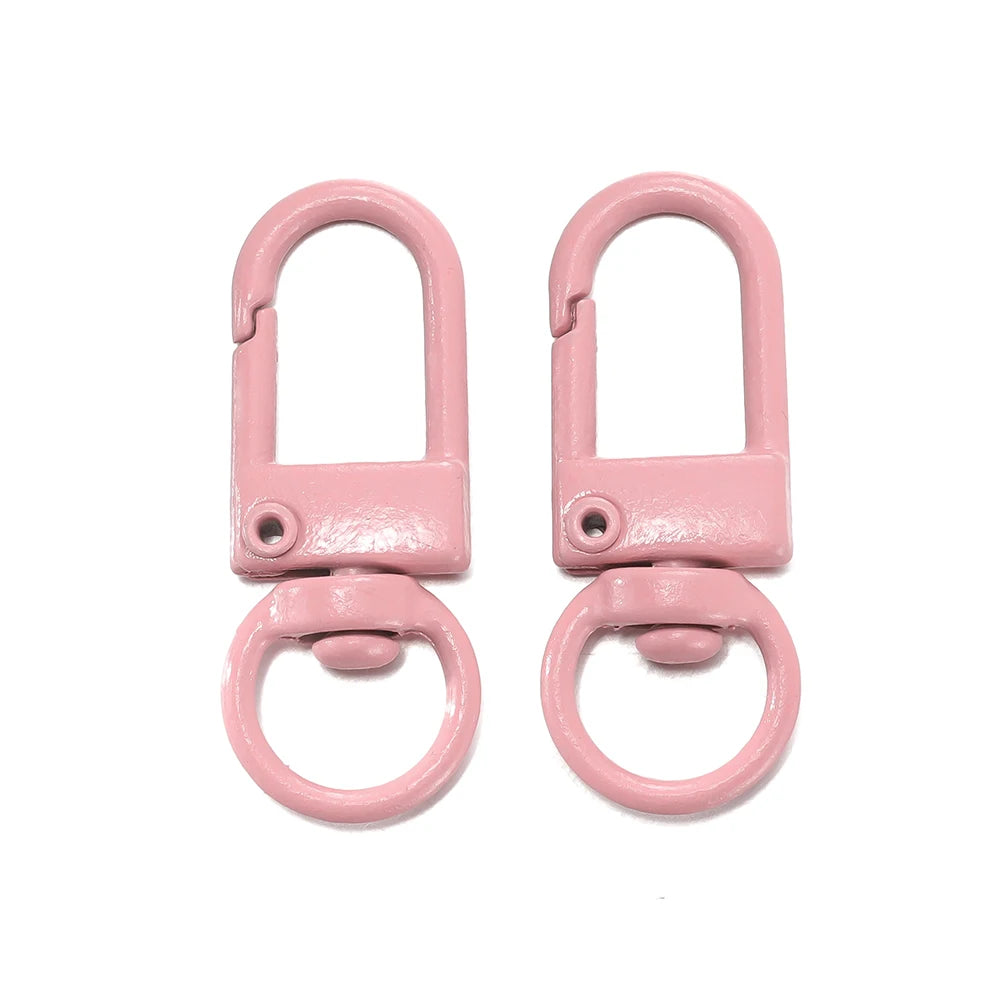 A pair of pink alloy lobster clasp hooks for DIY jewelry making
