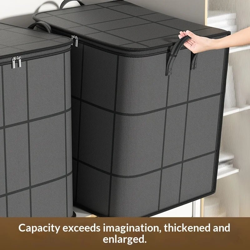 Foldable Large-Capacity Clothes Storage Bag with Handles and Double Zipper