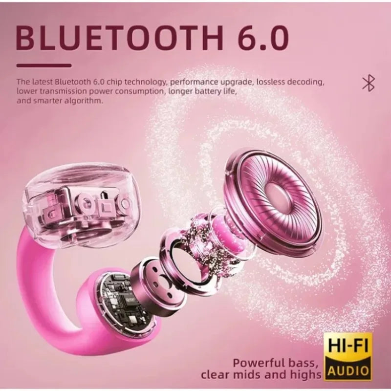Open-Ear Bluetooth Earbuds with LED Display