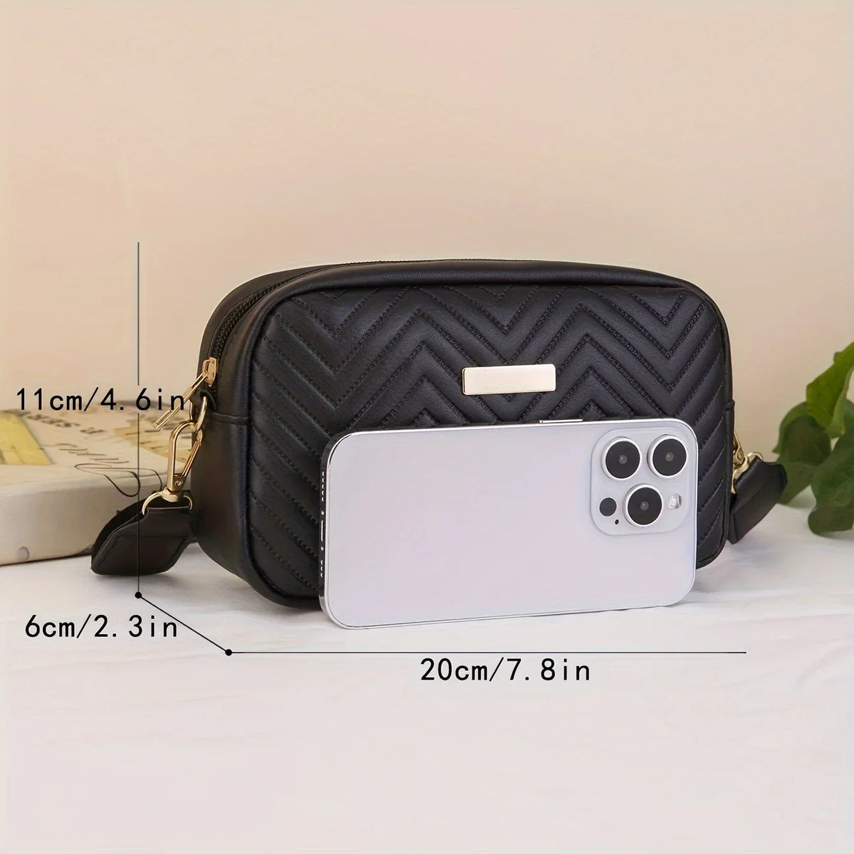 Quilted Crossbody Bag with Detachable Wallet