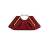 A deep burgundy soft PU leather crossbody bag with a gold-toned hardware detail.