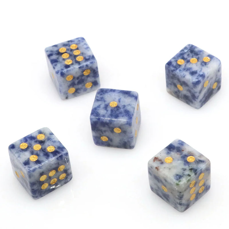 Würfel aus Naturstein D6 – Lapislazuli & Obsidian