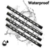 A set of waterproof LED strip lights shown under water droplets, demonstrating their waterproof feature.