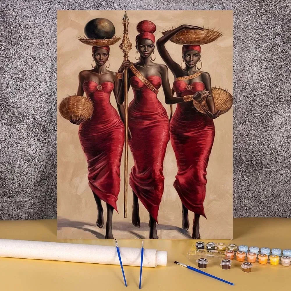 Adult Paint by Numbers Kit – African Women Portrait on Canvas