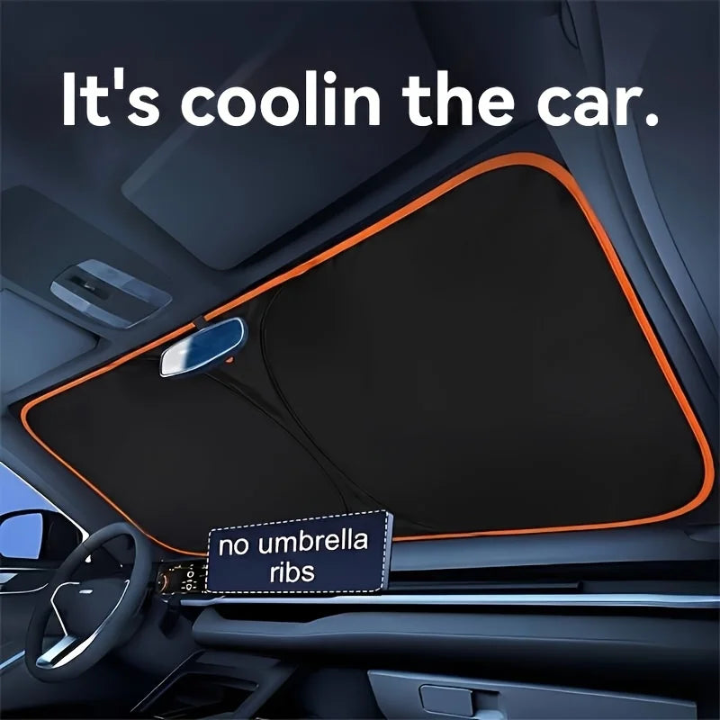 No-Drill Windshield Sunshade with Storage Pouch
