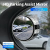 An HD Parking Assist Mirror with a suction cup blind spot design mounted on a car door.