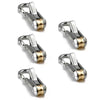 A set of four aluminum alloy tent rope tensioners with reflective cords shown in various angles.