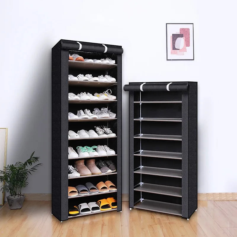 Étagère à chaussures multicouche avec couvercle anti-poussière