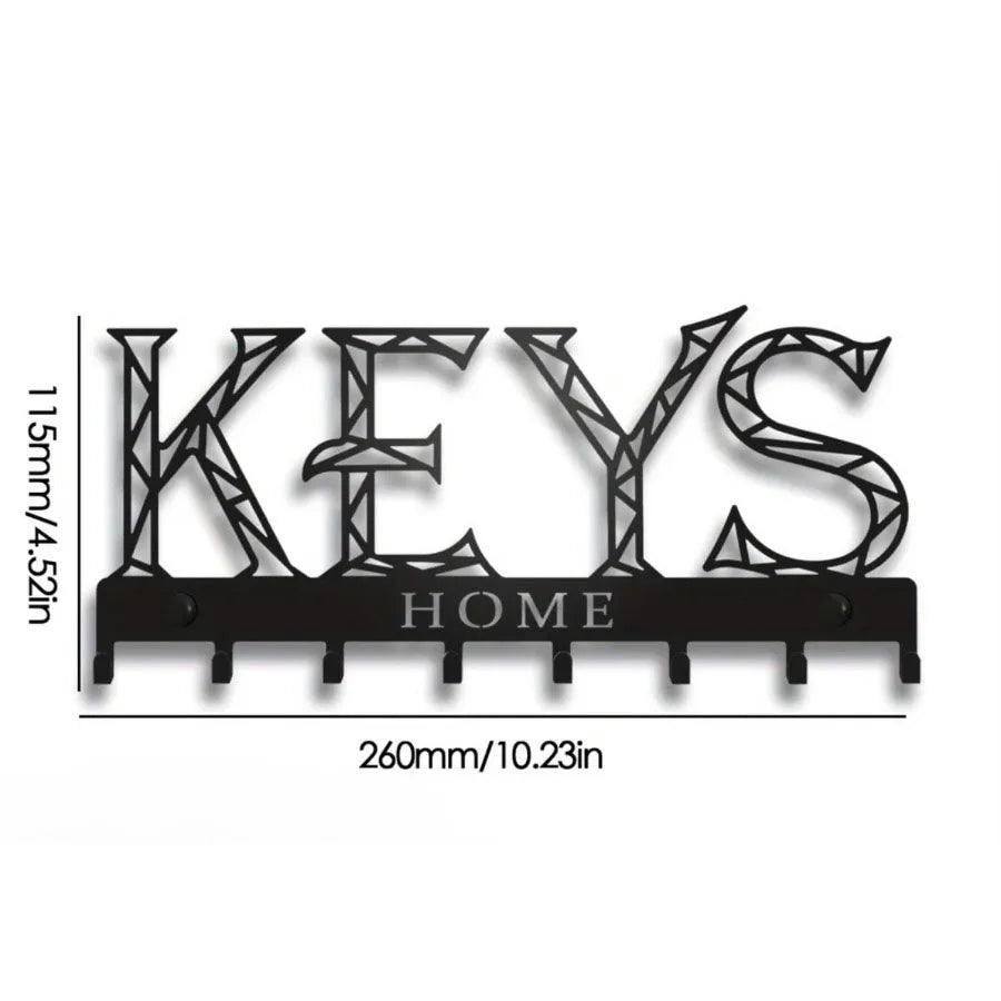 Wall-Mounted Metal Key Holder with 8 Hooks