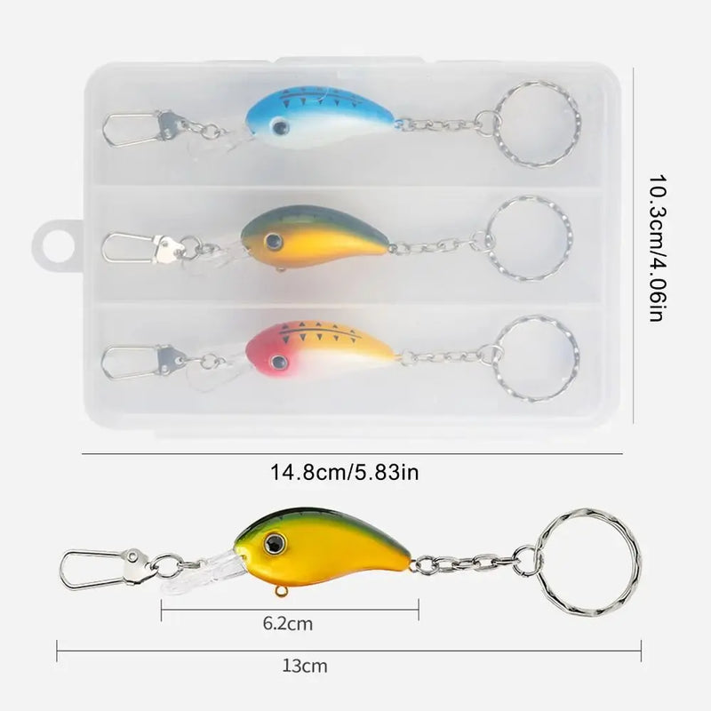 3-Pack Realistic Fishing Lure Keychains
