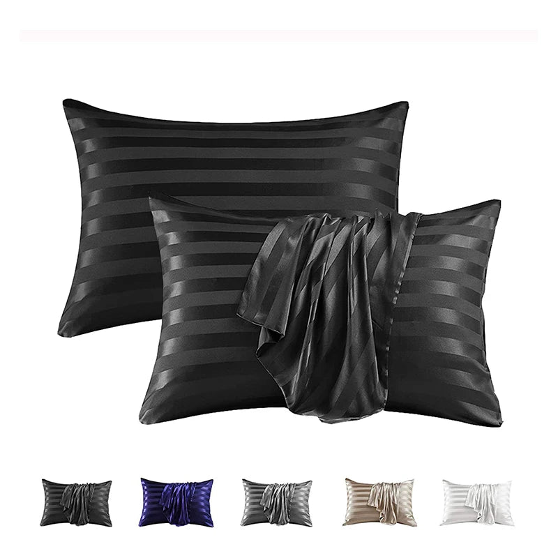 Luxurious Satin Stripe Pillowcase with Envelope Closure