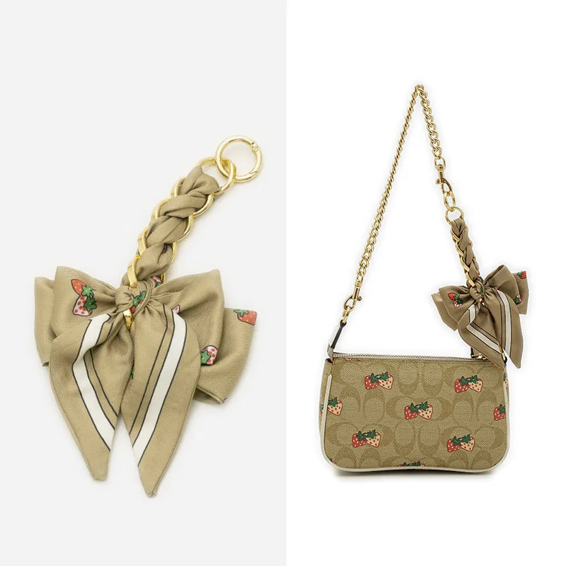 Elegant Bow Chain Bag Strap with Hanging Charm