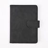 A black leather passport holder with a card slot and a flap, featuring the word PASSPORT embossed on the cover.