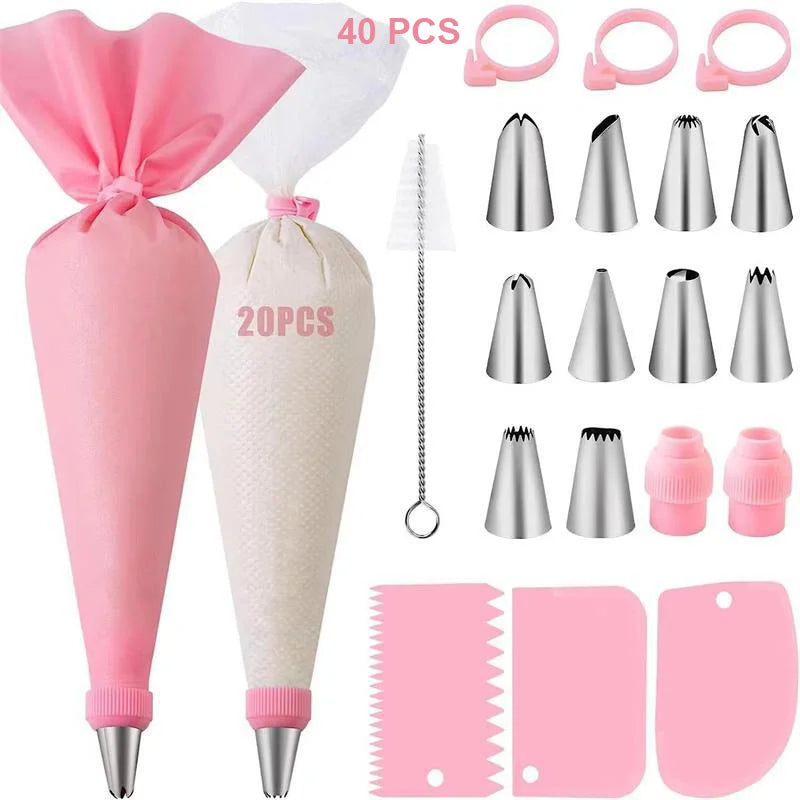 Reusable Silicone Piping Bag and Nozzle Set for Cake Decorating