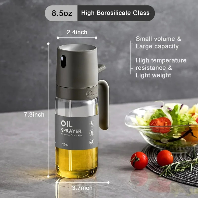 Botella con atomizador de vidrio para cocinar