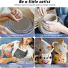 A set of tools and clay used to sculpt and paint pottery for children to create a desired shape.
