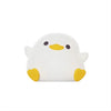 A white, cute duck-shaped night light with yellow accents.