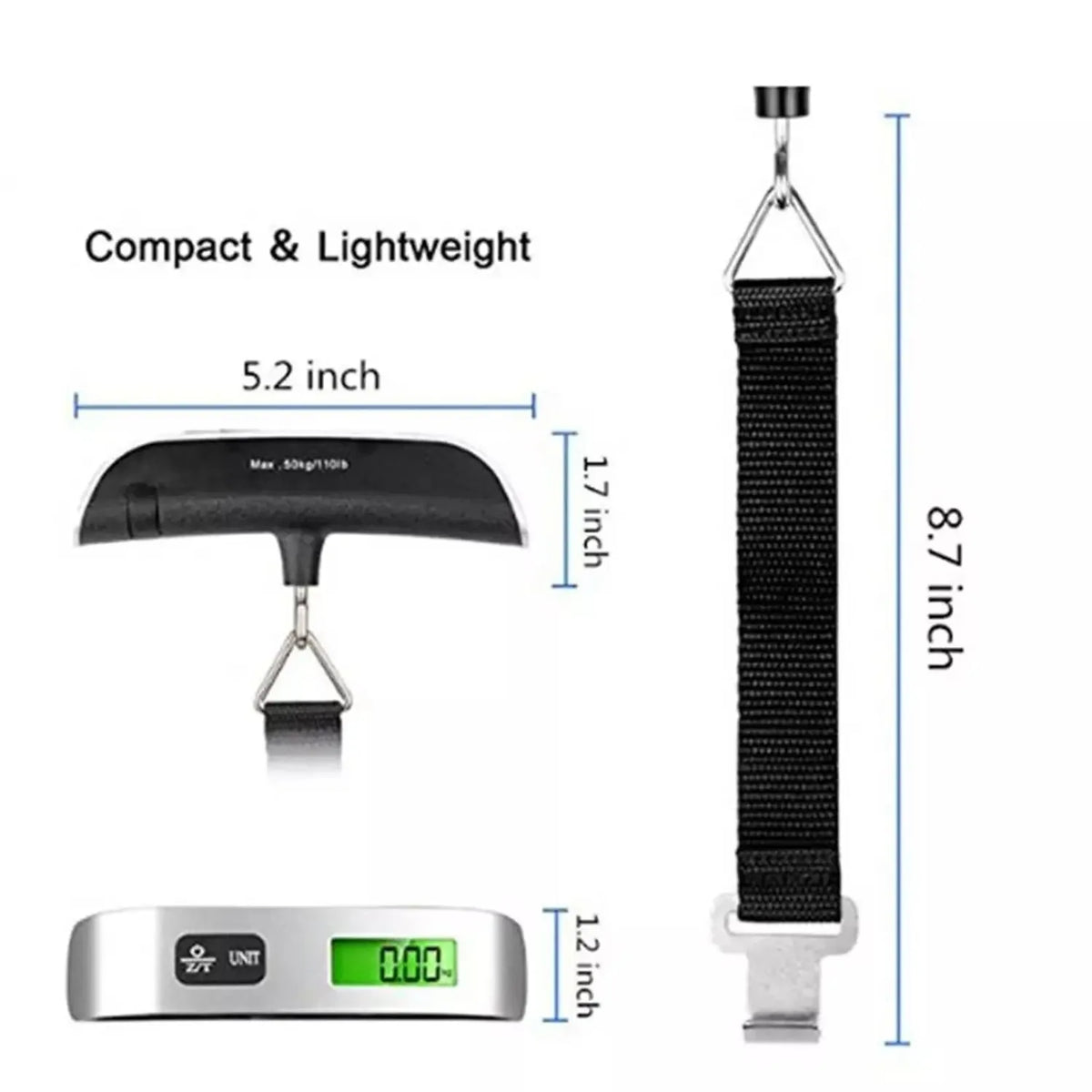Portable Digital Luggage Scale - 110lb Capacity