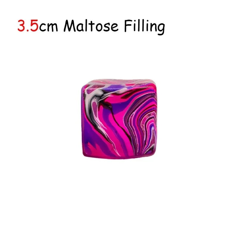 Squishy Stress Relief Cube with Soothing Swirl Design